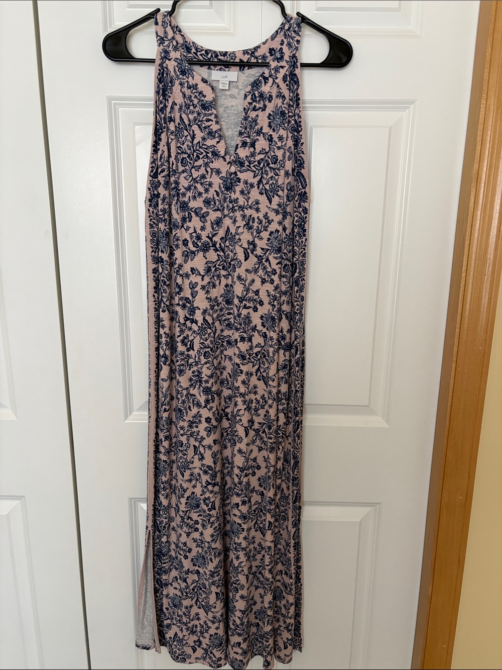 J. Jill Pink Maxi Dress with Navy Floral Print